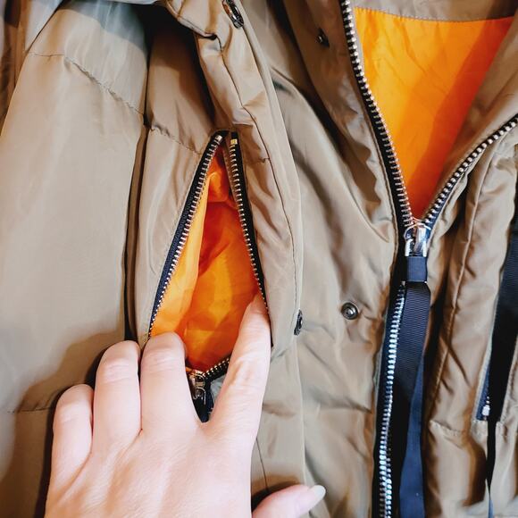 Orolay beige duck down filled thickened mid length hooded ski coat XL - Picture 6 of 16